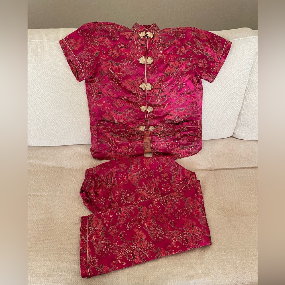 Short-sleeve Chinese Clothing Blouse and Pants